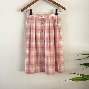 Pendleton Plaid Skirt Womens 4P Pink Button Front Preppy Schoolgirl Academia